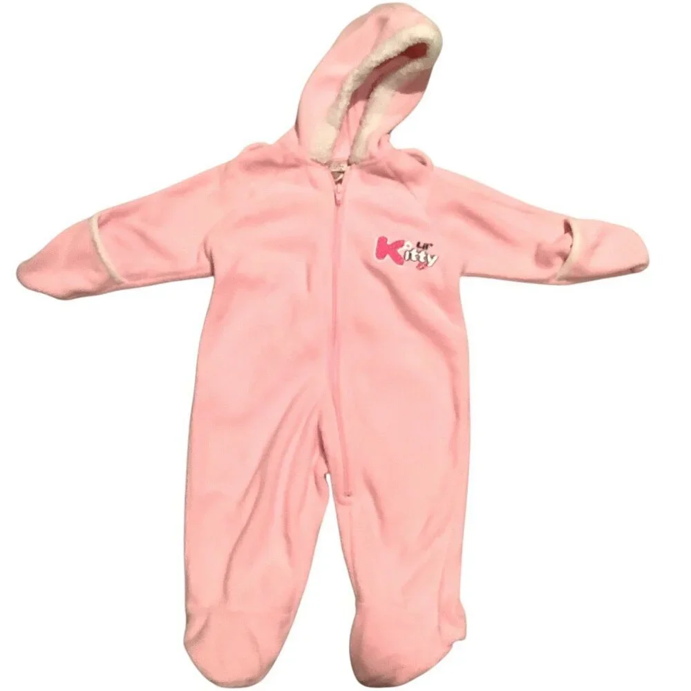 Arizona Jean Company Baby Girl‎ Pink Lil Kitty Hooded Jumpsuit 3-6 Months